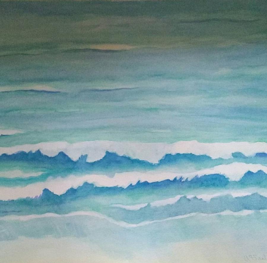 Aqua Waves Painting by Ann Frederick