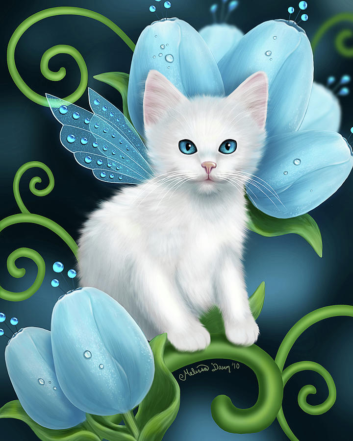 Cat Digital Art - Aquamarine Cat by Melissa Dawn