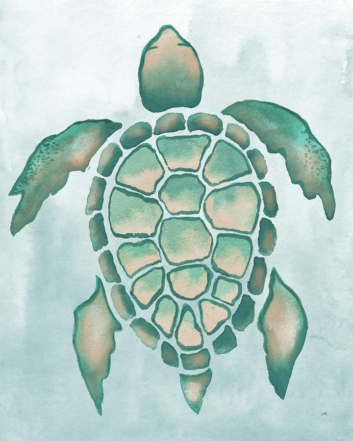 Aquatic Turtle I Mixed Media by Elizabeth Medley