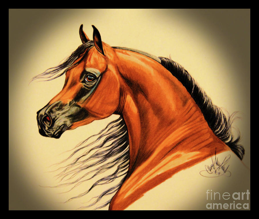 Brown Horse Color Pencil on Paper - Exum Art
