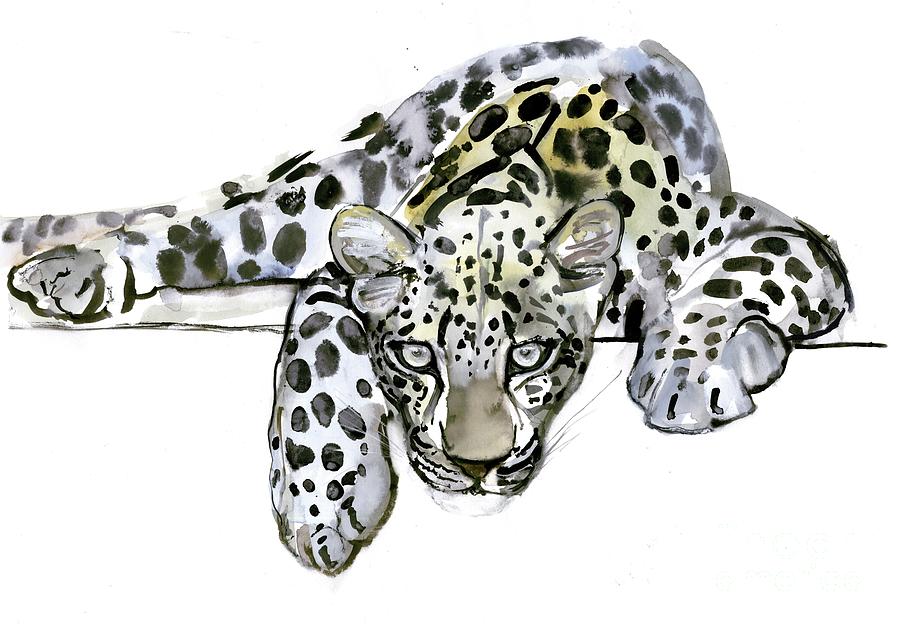 Arabian Leopard, 2008 Watercolor Painting by Mark Adlington