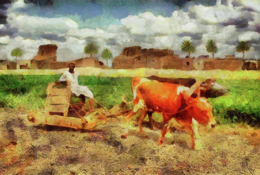 Arabian plowing 4 Painting by George Rossidis
