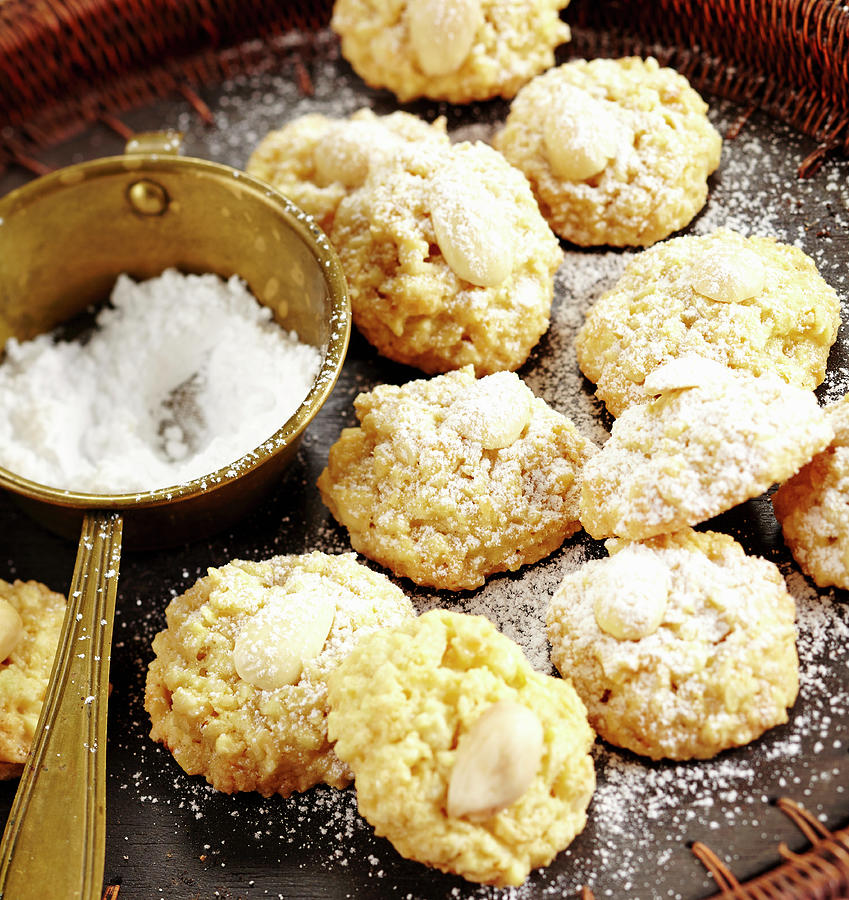 Arabic Almond Biscuits With Rose Water, Lemon And Icing Sugar Photograph by Teubner Foodfoto