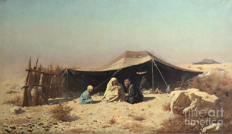 Arabs In The Desert. Koran Study Drawing by Heritage Images