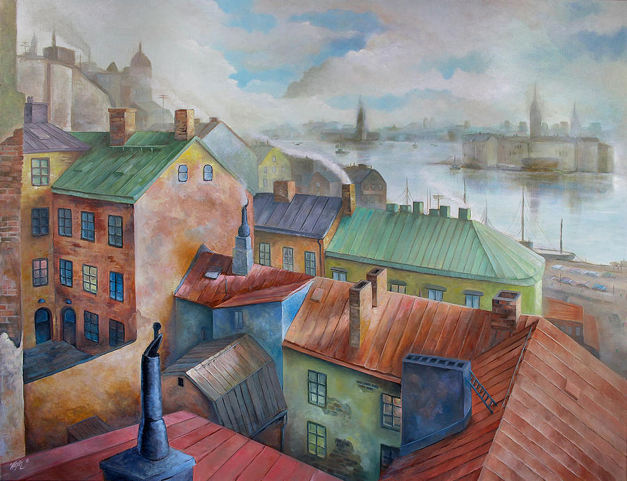Fall Painting - Arbetarslussen by Mikael Wigen