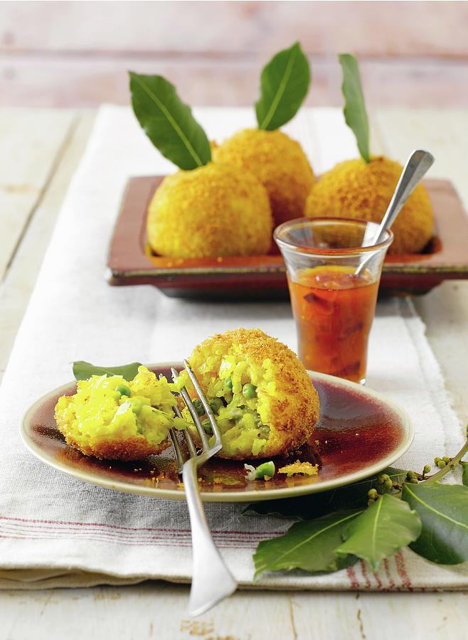 Arborio Balls Filled With Peas And Cheese italy Photograph by Jalag / Jan C. Brettschneider