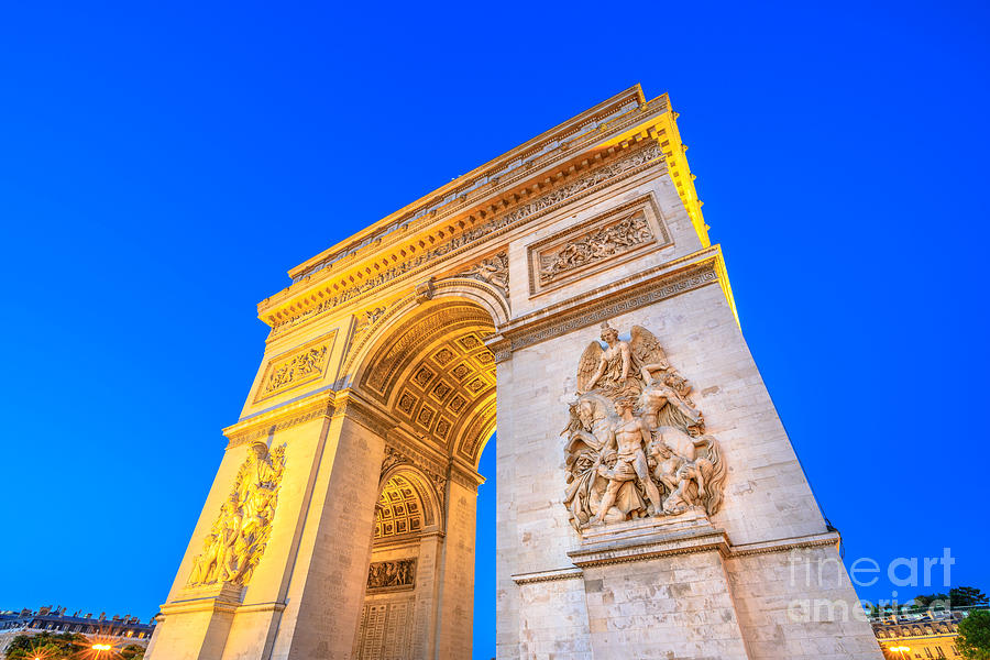 Arc de Triomphe blue hour Photograph by Benny Marty