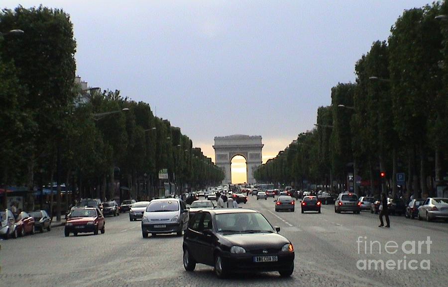 Arc de Triomphe Champs Elysees Paris France Street Scene  Photograph by John Shiron