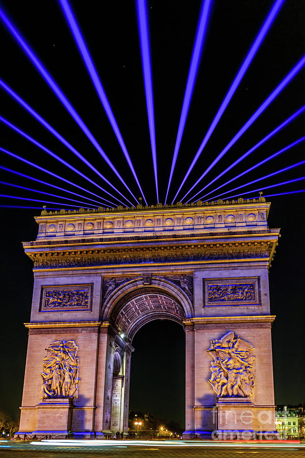 Arc De Triomphe De Letoile Night Laser Photograph by Kai Reiber Arc De Triomphe De Letoile Night Laser Photograph by Kai Reiber