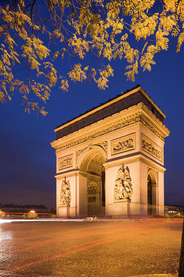 Arc De Triomphe Illuminated Photograph by Travelpix Ltd