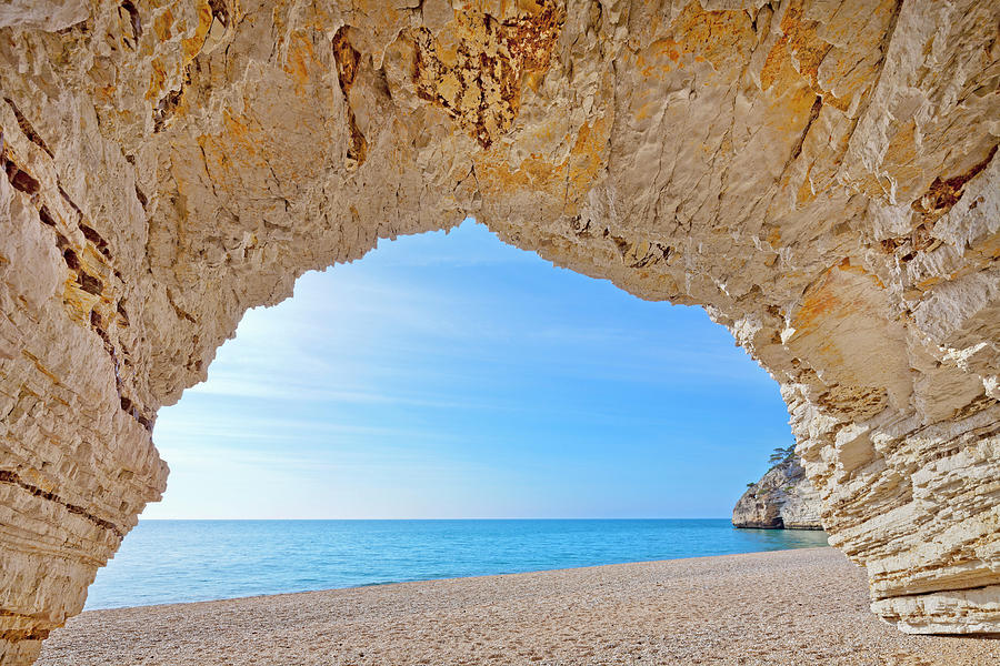Arch & Beach, Apulia, Italy Digital Art by Pietro Canali