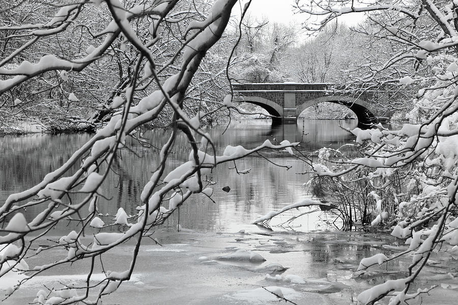 Arch Bridge Over Frozen River In Winter Photograph by Enzo Figueres