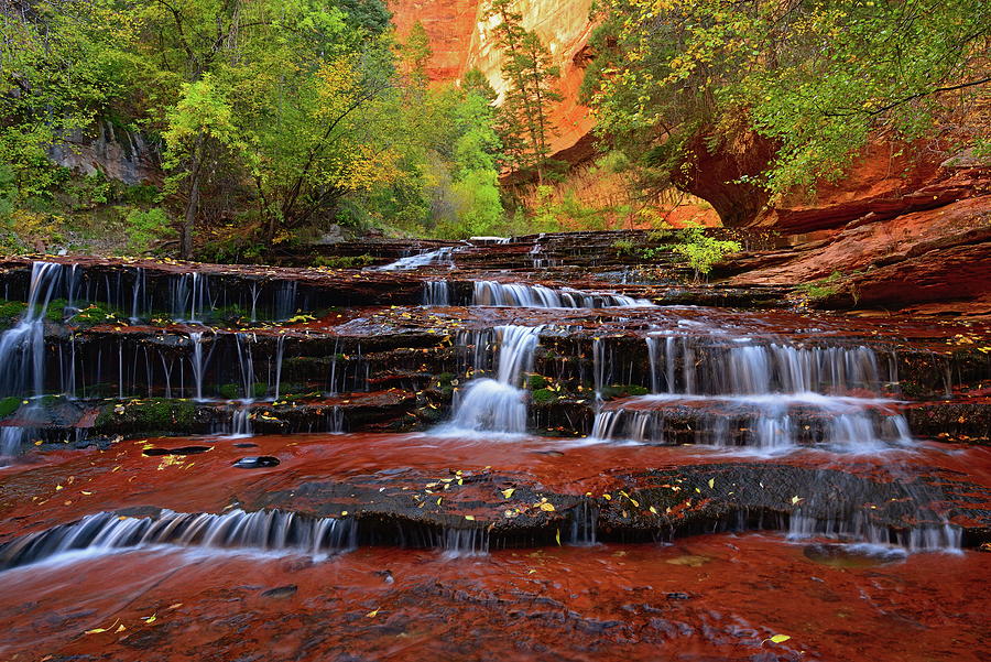 Archangel Falls, Zion National Park Digital Art by S.& S. Grunig-karp
