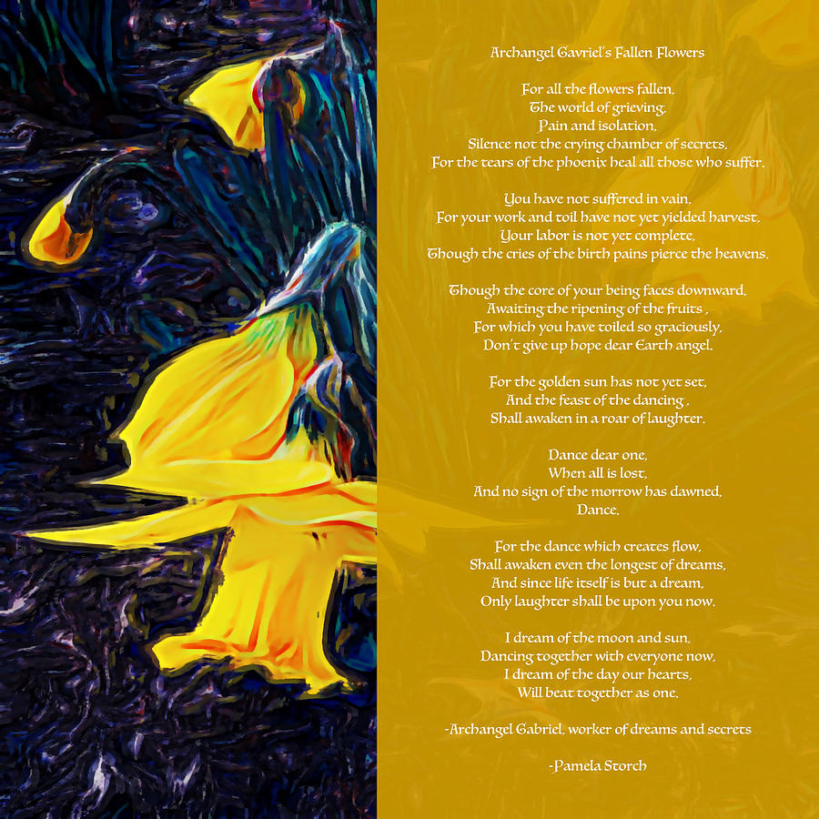 Flower Digital Art - Archangel Gavriels Fallen Flowers Poem by Pamela Storch