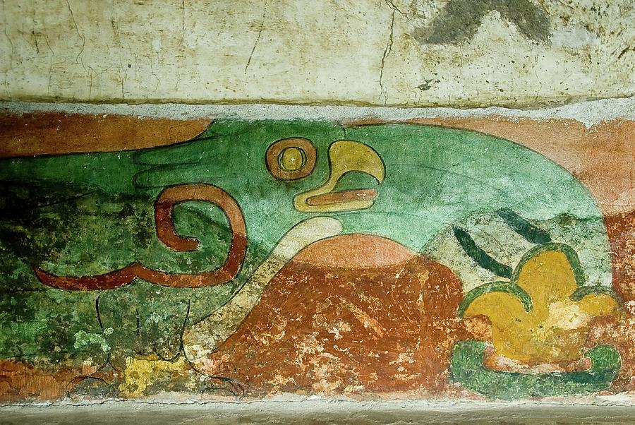 Archeological site of Teotihuacan -100BC-AD700-. Mural painting in the Temple of Feathered Snails. Painting by Album