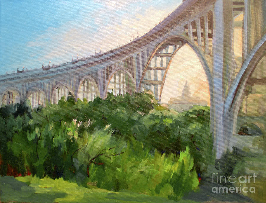 Pasadena Painting - Arches of Light - Colorado Street Bridge by Karen Winters