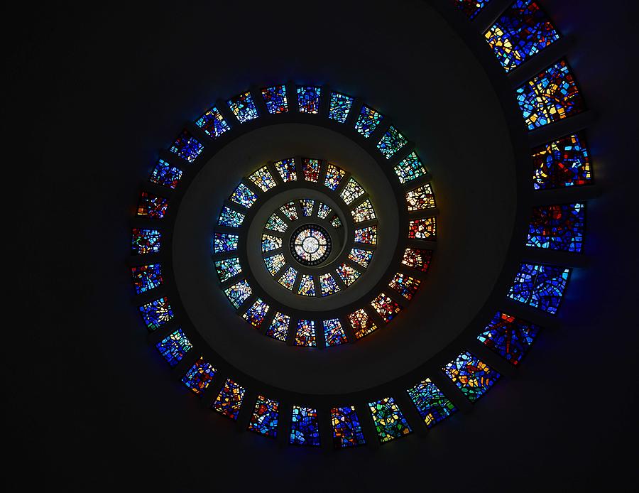 Up Movie Painting - Architect Philip Johnson s stained glass  Glory Window  Chapel of Thanksgiving,   in Dallas, Texas.  by Celestial Images