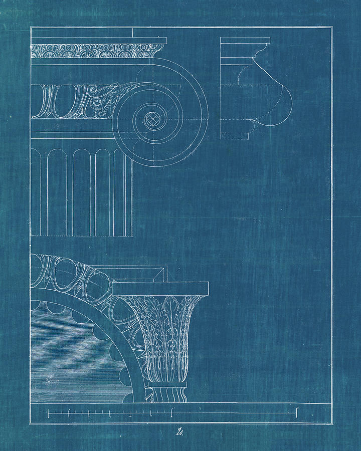 Architecture Painting - Architectural Columns II Blueprint by Wild Apple Portfolio