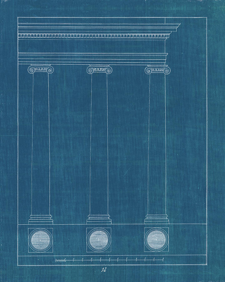 Architecture Painting - Architectural Columns IIi Blueprint by Wild Apple Portfolio