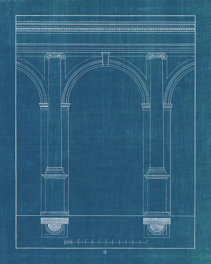 Architecture Painting - Architectural Columns Iv Blueprint by Wild Apple Portfolio