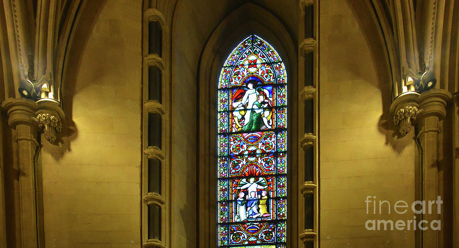 Architectural Detail and Stained Glass, Christ Church Cathedral, Dublin Photograph by Rebecca Carr