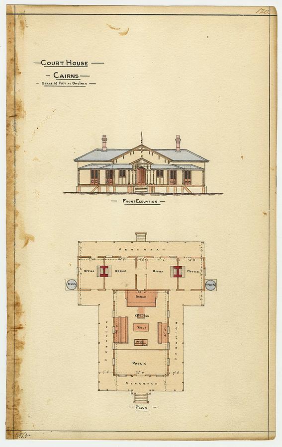 Architectural Drawing Of The Court House Cairns Painting By Celestial 