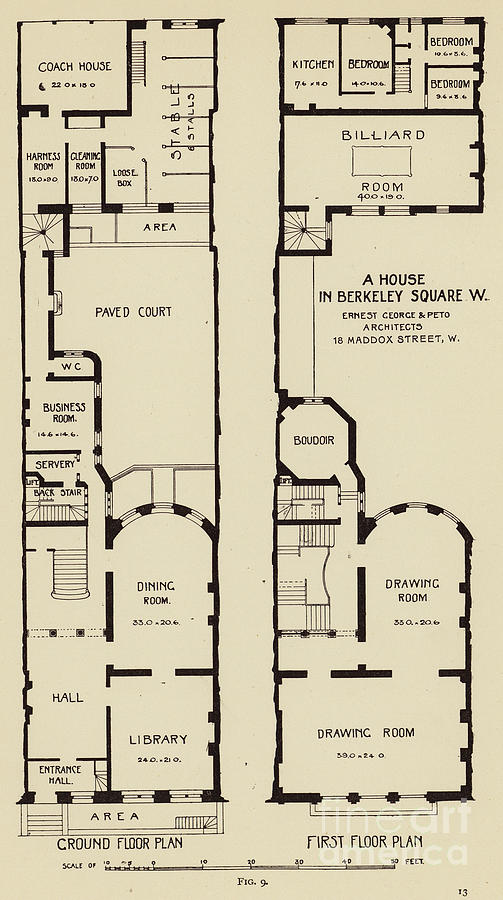 Architectural Plans Of Floor Plans For A House In Charles Street ...