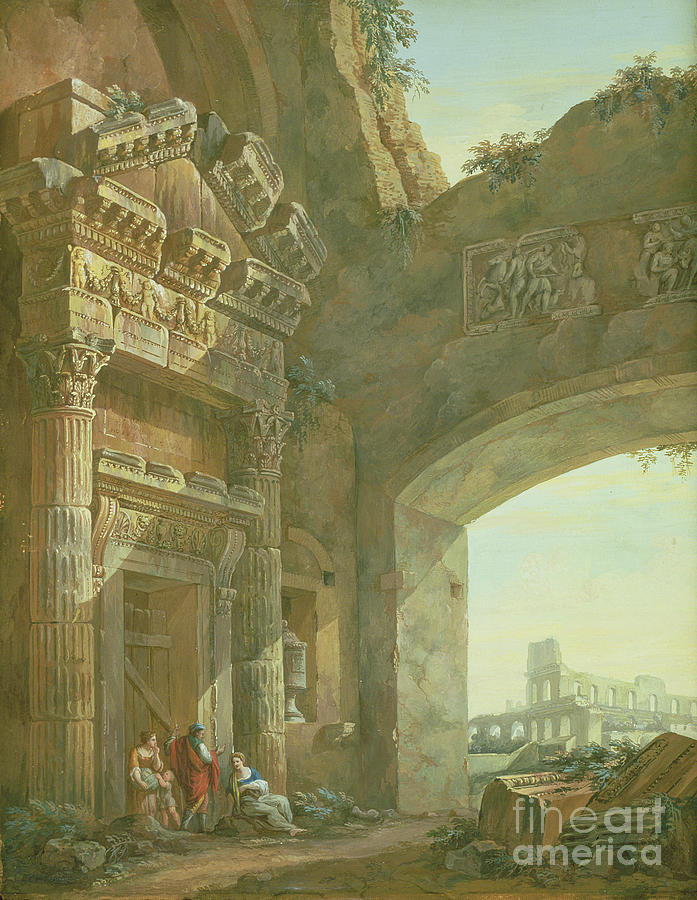 Architectural Ruins Painting by Charles Louis Clerisseau