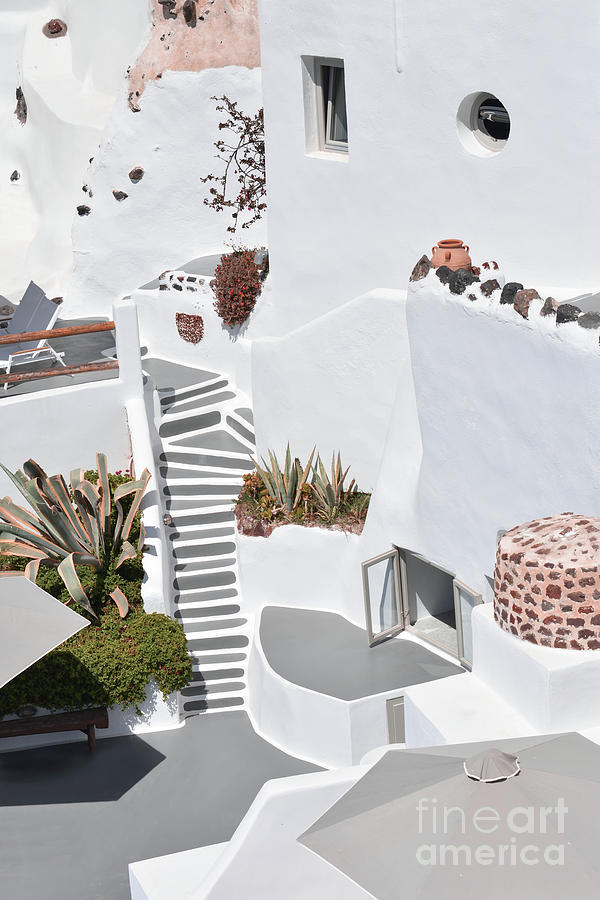 Greek Photograph - Architecture in Santorini by PrintsProject