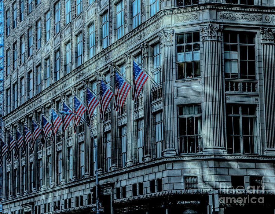 Architecture NYC American Flags Photograph by Chuck Kuhn