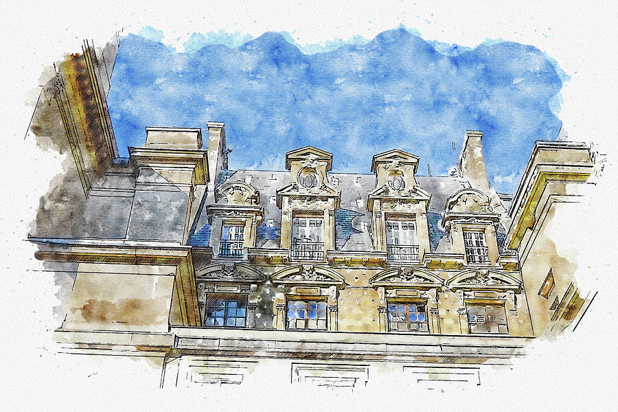 Architecture #watercolor #sketch #architecture #facade Digital Art by TintoDesigns