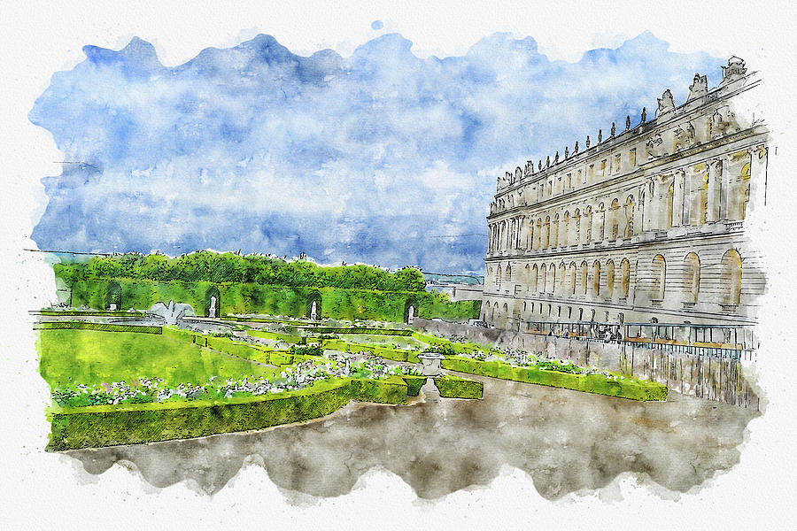 Architecture #watercolor #sketch #architecture #garden Digital Art by TintoDesigns