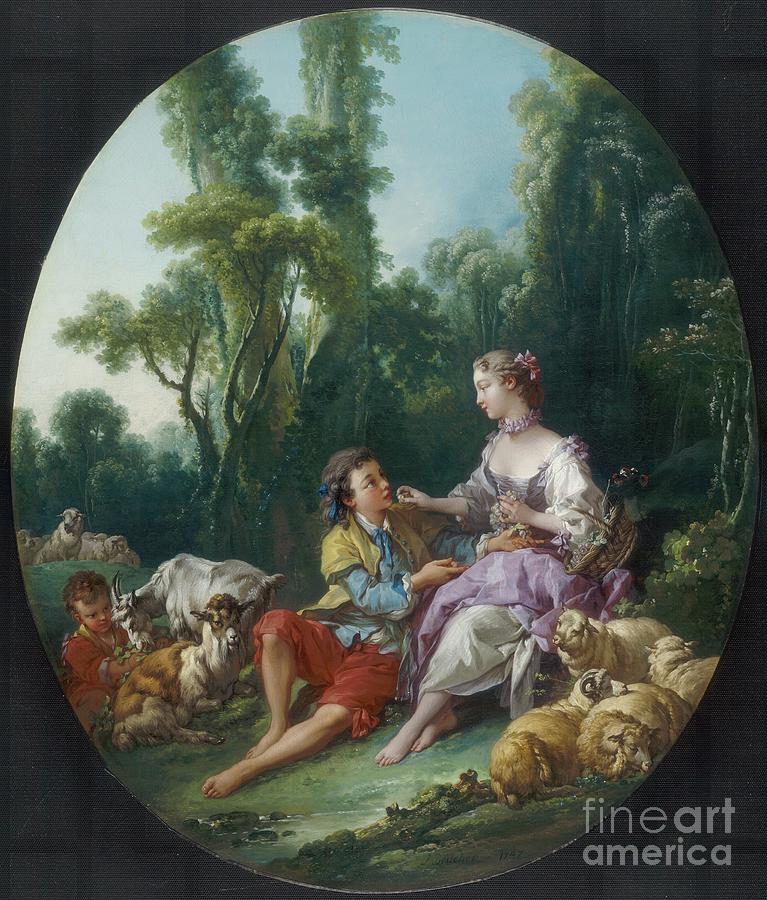 Are They Thinking About The Grape?, 1747 Painting by Francois Boucher