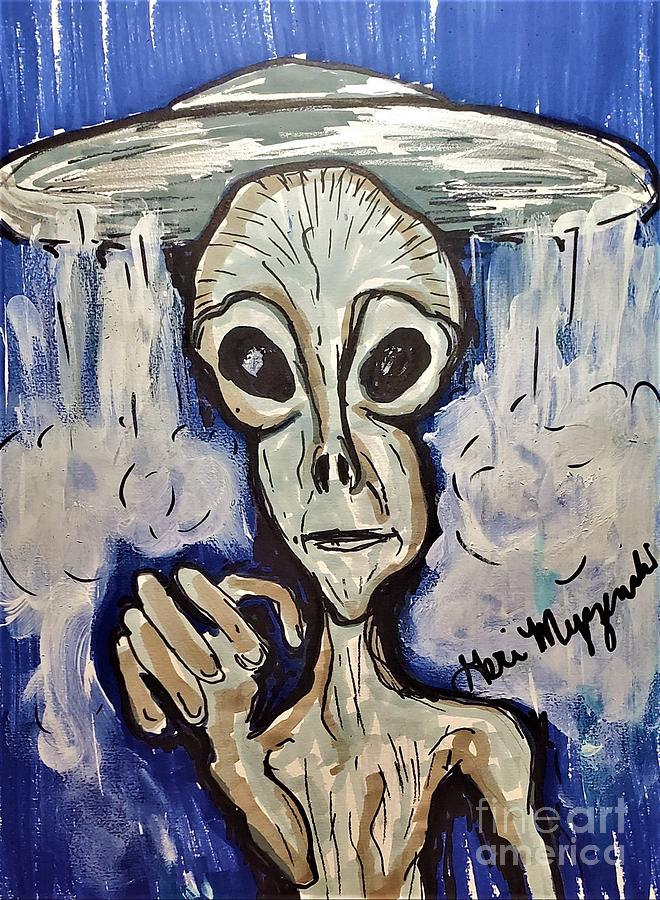 Alien Mixed Media - Area 51 Grey Alien UFO by Geraldine Myszenski