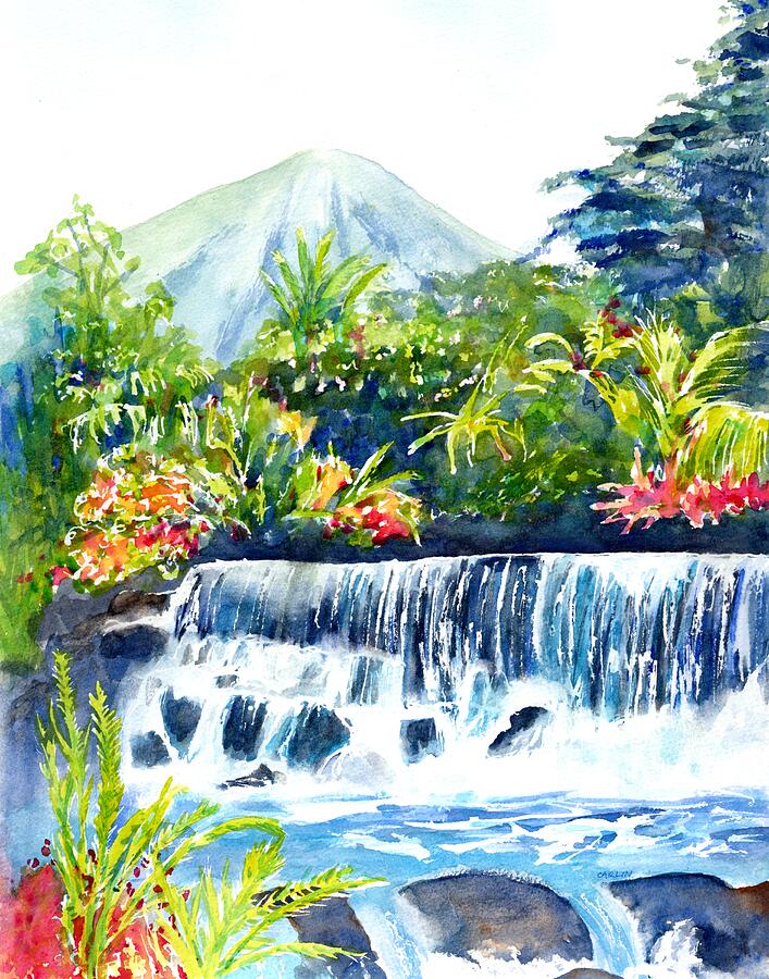 Arenal Volcano Costa Rica  Painting by Carlin Blahnik CarlinArtWatercolor