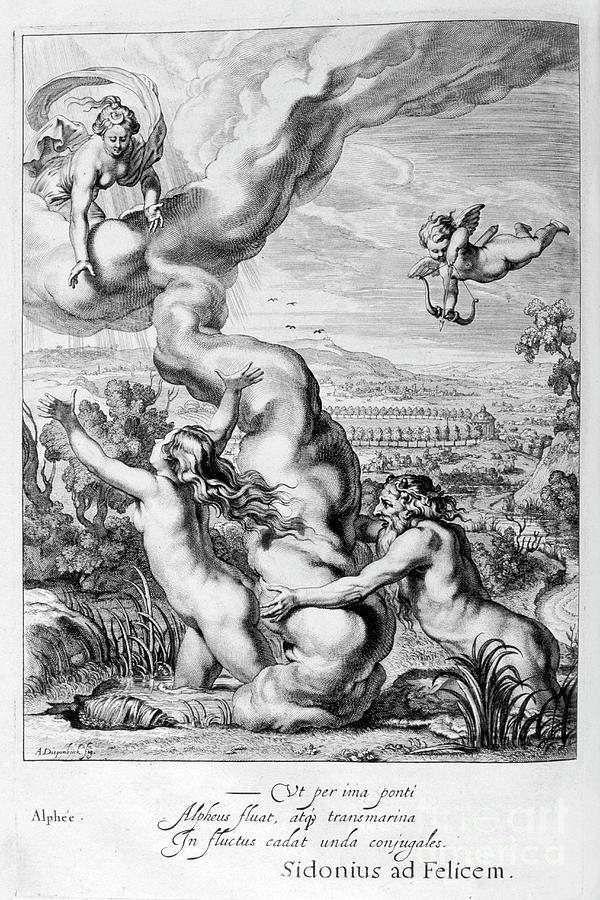 Arethusa Pursued By Alpheus And Turned Drawing by Print Collector