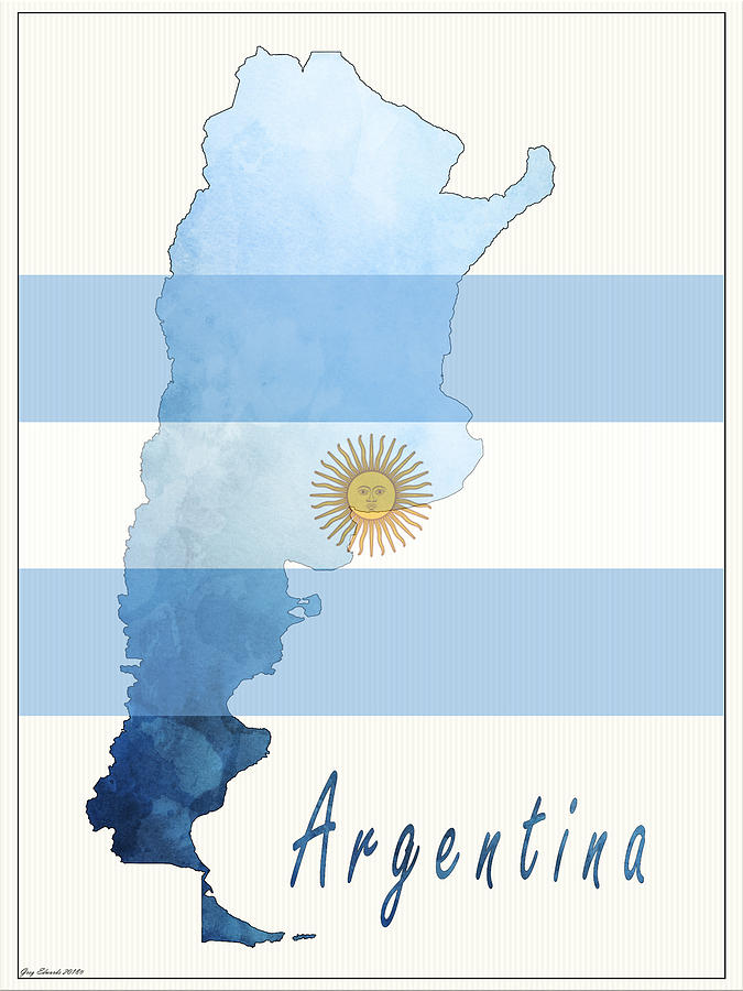 Argentina Map Style 2 Drawing by Greg Edwards Pixels