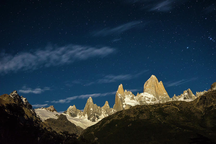 Argentina, Santa Cruz, El Chalten, Los Glaciares National Park, Mount Fitz Roy From Campground Poincenot Digital Art by Jan Miracky