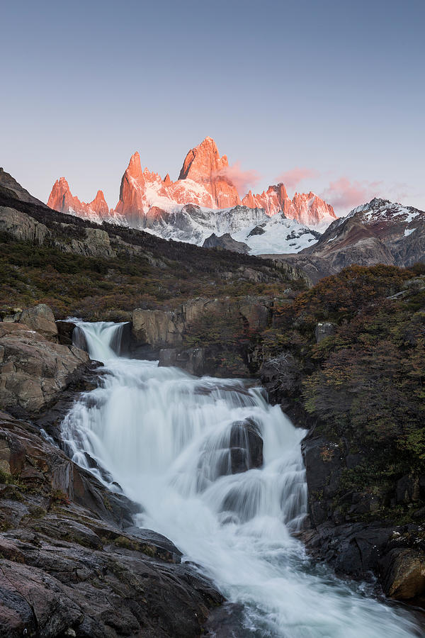 Argentina, Santa Cruz, Patagonia, Los Glaciares National Park, El Chalten, Fitz Roy At Sunrise Digital Art by Ugo Mellone