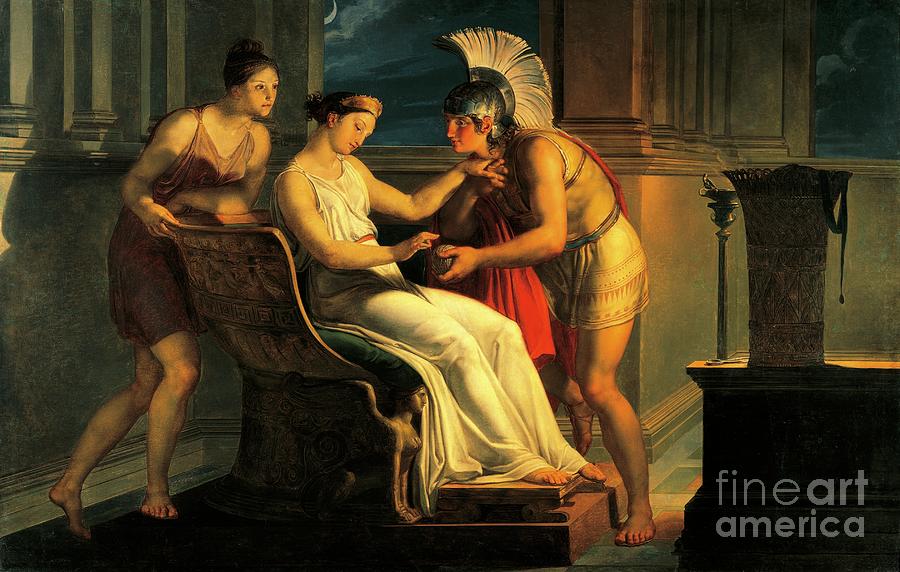 Ariadne Giving Some Thread To Theseus To Leave Labyrinth Painting by Pelagio Palagi