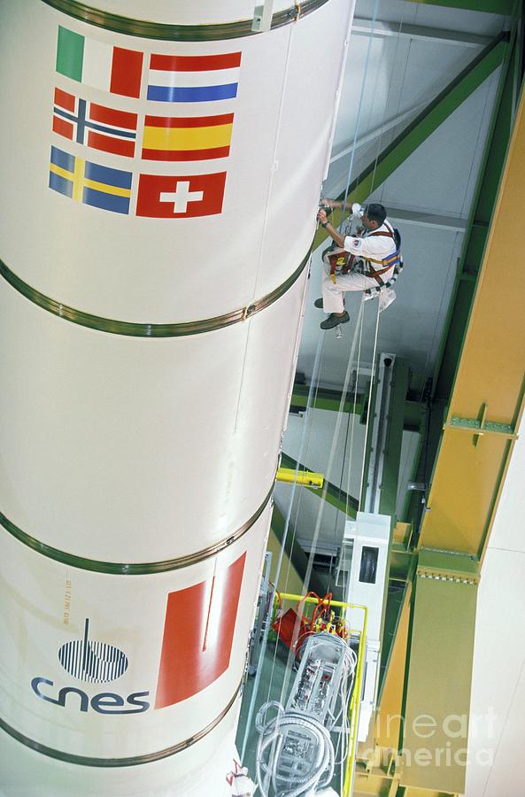 Ariane 5 Booster Inspection Photograph by Patrick Landmann/science Photo Library