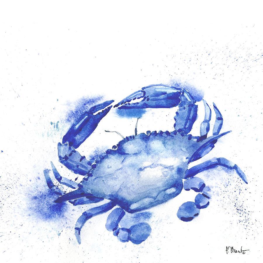 Watercolor Painting - Arianna Crab - White by Paul Brent