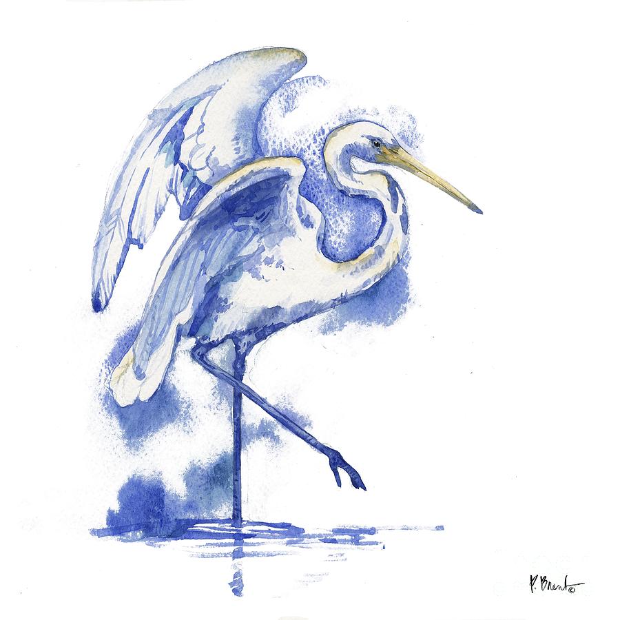 Bird Painting - Arianna Egret - White by Paul Brent