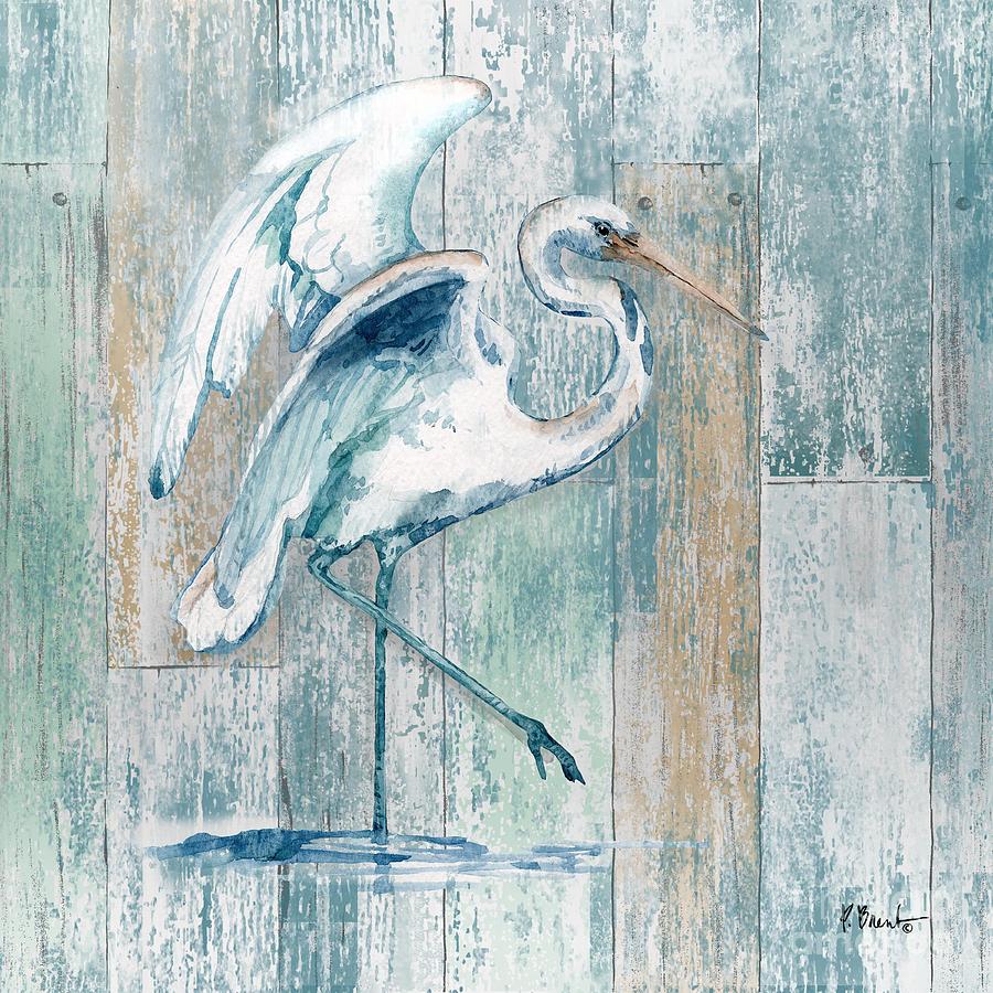 Bird Painting - Arianna Egret - Wood by Paul Brent