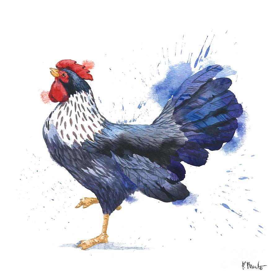 Rooster Painting - Arianna Rooster V - White by Paul Brent