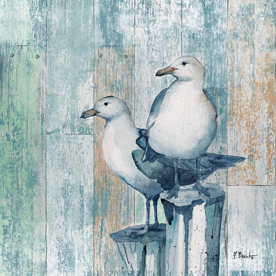 Bird Painting - Arianna Seagulls - Wood by Paul Brent