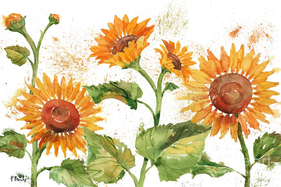 Arianna Sunflowers Horizontal - White Painting by Paul Brent - Fine Art ...