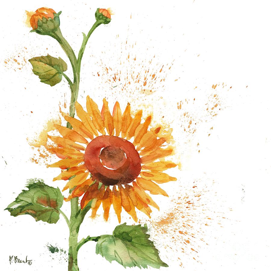 Sunflower Painting - Arianna Sunflowers I - White by Paul Brent