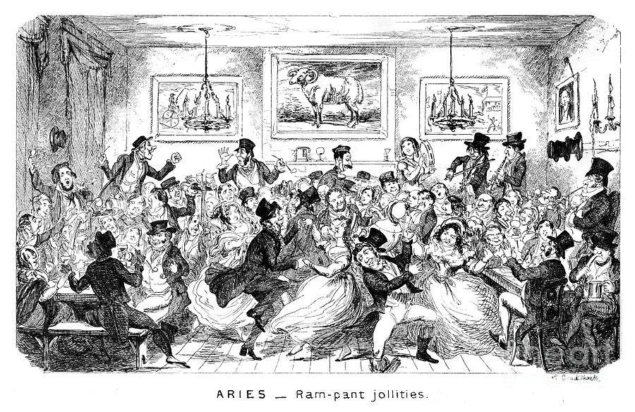 Aries - Ram-pant Jollities, 19th Drawing by Print Collector