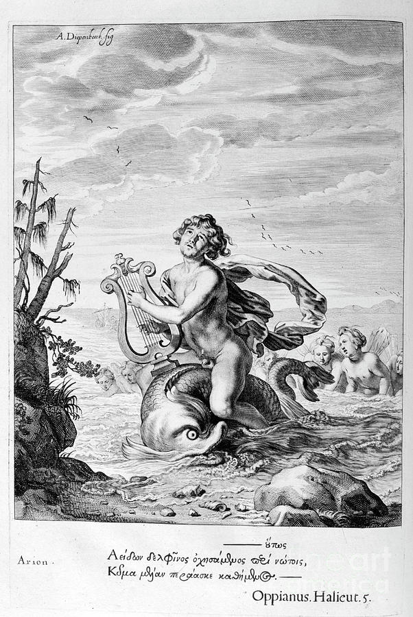Arion Saved By A Dolphin, 1655. Artist Drawing by Print Collector